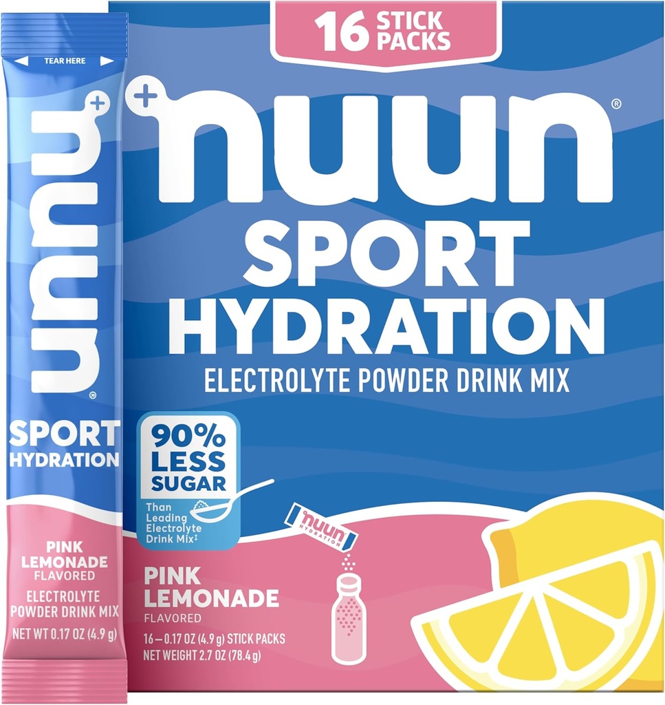 Nuun Sport Electrolyte Powder Packets with Magnesium, Calcium, Potassium, Chloride, and Sodium, Hydration Packets for On-the-Go, Pink Lemonade Flavor, Gluten Free & Vegan, 16 Single Servings 2