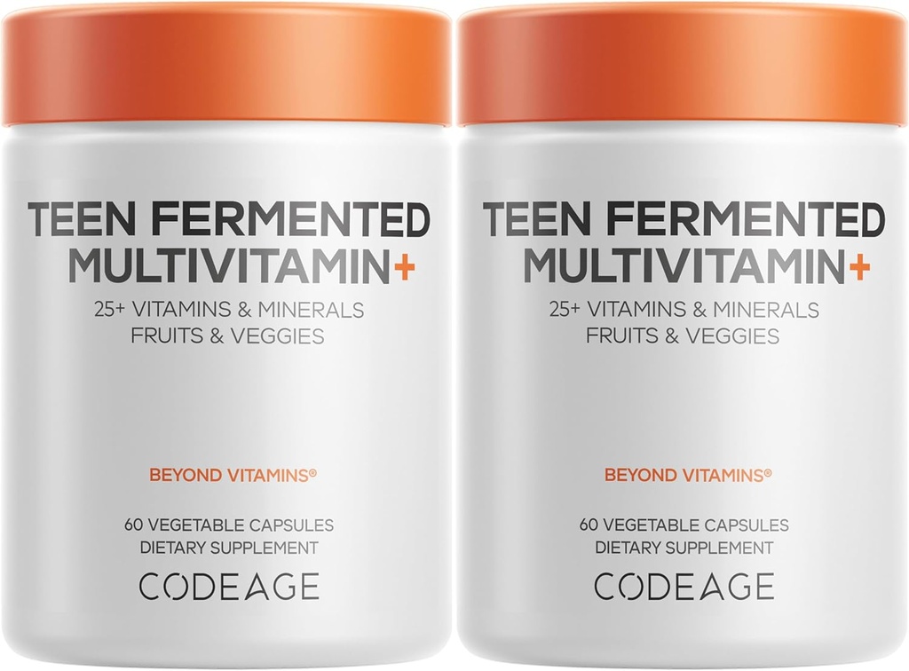 Codeage Teen Multivitamin Supplement – Daily Vitamins and Minerals for Teen Boys and Girls – Organic Whole Food Formula with Omega-3 and Vitamins A to K - 2 Pack 2