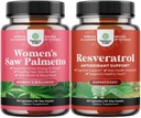 Bundle of Women's Saw Palmetto and Resveratrol Supplement - Saw Palmetto Extract Capsules with Maca Root & Biotin for Hair Loss and AMPK Metabolic Activator for Metabolism Boost & Cellular Efficiency 2