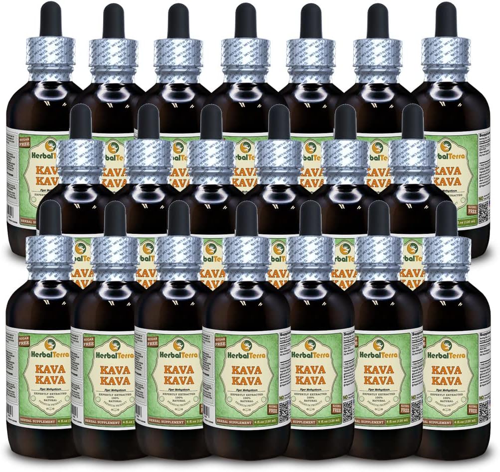 Kava Kava (Piper Methysticum) Glycerite, Dried Root Alcohol-Free Liquid Extract (Brand Name: HerbalTerra, Proudly Made in USA) 20x4 fl.oz (20x120 ml) 2
