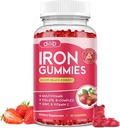 Iron Gummies with Multivitamin, Iron Supplement for Women & Men with Zinc, Vitamin B Complex & C, B12, Folate - Blood Builder & Energy Support for Adults & Kids - Strawberry Flavor, Vegan 60 Gummies 2