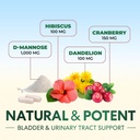 D-Mannose Supplement 1,350 mg with Cranberry & Hibiscus - Effective Fast-Acting, Flush the Impurities for Natural Bladder, Urinary Tract Health Support, for Women and Men, Non-GMO, Vegan, 180 Capsules 4