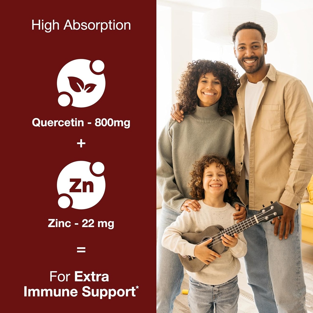 Sandhu's Zinc Quercetin 120 Vegetarian Capsules (Pack of 1) | Zinc Supplements for Antioxidant Immune Support for Men and Women | Gluten, Soy, Dairy Free 3