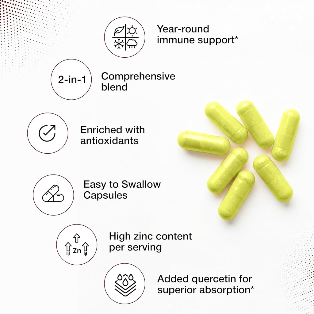 Sandhu's Zinc Quercetin 120 Vegetarian Capsules (Pack of 2) | Zinc Supplements for Antioxidant Immune Support for Men and Women | Gluten, Soy, Dairy Free 4