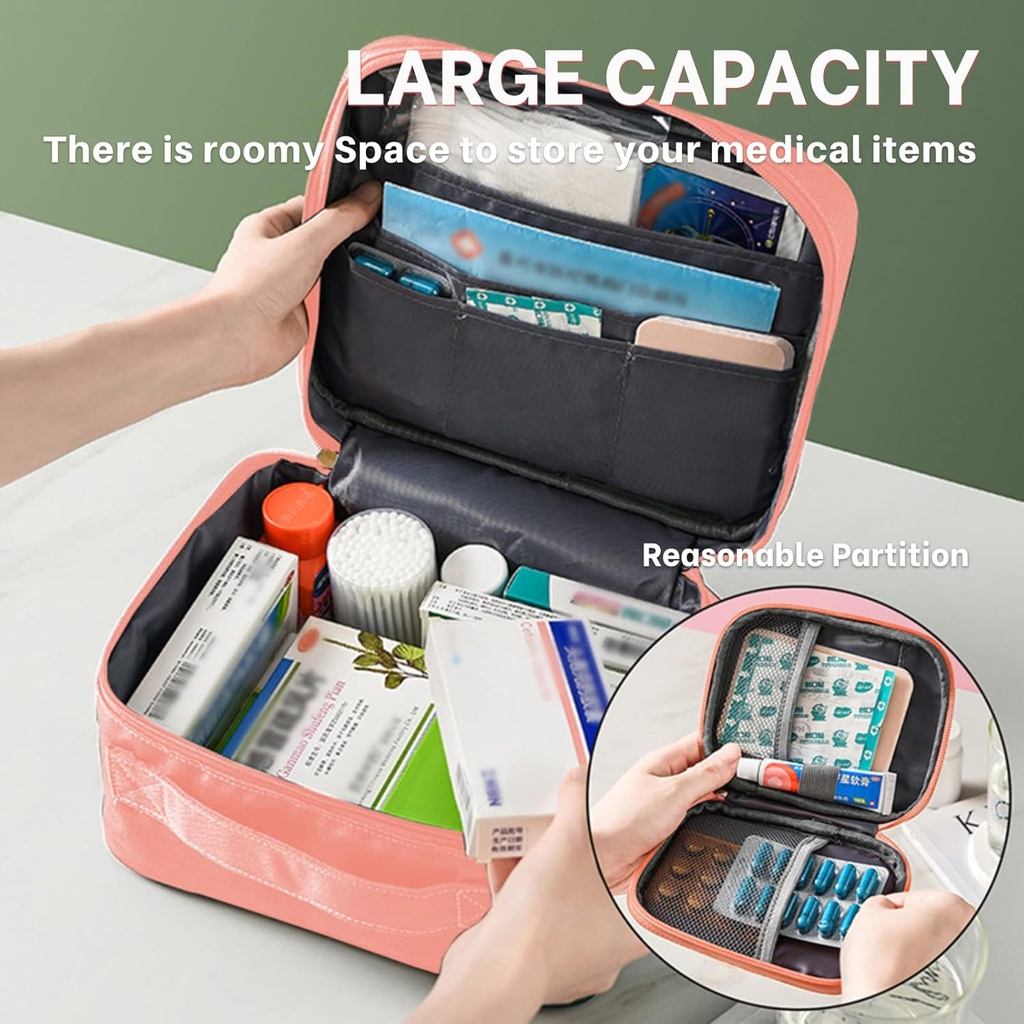 First Aid Bag Empty, Waterproof Emergency Medic Trauma Bag, Medicine Bag For Traveling ,Home Hiking Camping Car Office(Large,Green) 4