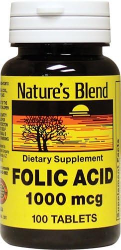 Nature's Blend Folic Acid 1000 mcg 100 Tabs Pack of 2 2