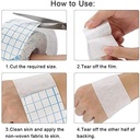 Mesh Breathable Non-Woven Tape Adhesive Bandage Roll Film Dressing Second Skin Healing Protective Adhesive Antibacterial Bandages Flexible Nonwovens 3.9inch*34foot（10cm*10m） (4inch*10.9yard) 6
