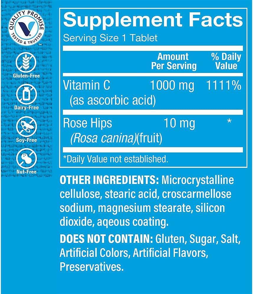 The Vitamin Shoppe Vitamin C 1,000MG with Rose HIPS, Antioxidant That Supports Immune and Cardiovascular Health, Rose HIPS Provide A Natural Source of Vitamin C (300 Tablets) 3