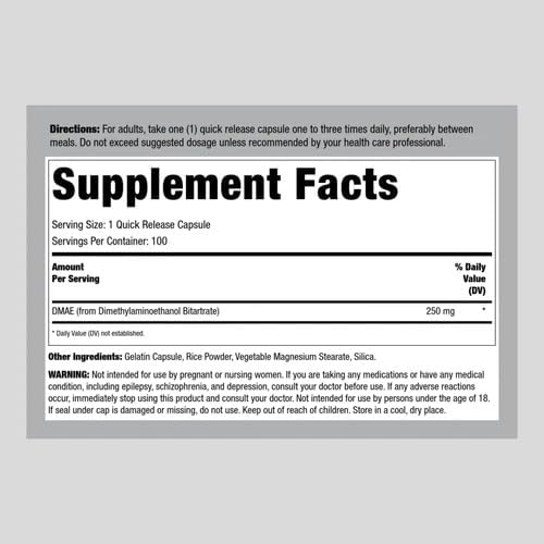 Lindberg DMAE | 250 mg | 100 Capsules | Non-GMO, Gluten Free Supplement 3