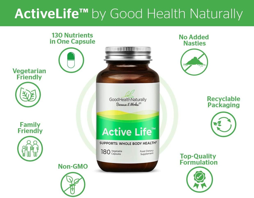 Active Life Capsules - Daily Multivitamin Supplements for Immune System | 180 Capsules - Good Health Naturally 4