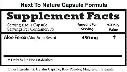 Next to Nature Capsules: Herbal Aid to Regularity, Pure Aloe Vera Dietary Supplement, 75 Capsules 3