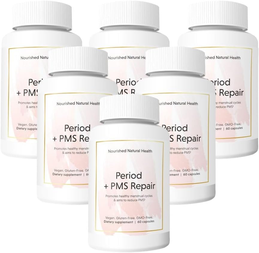 Nourised Periode + PMS Reparation - Menstruel cyklus Support for kvinder - Vegansk Formel for månedlige cykler, Cramping, Mood, Heads - 360 Kapsler