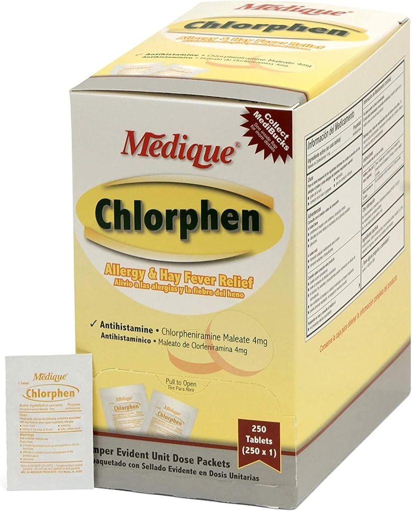 Medique Chlorphen Allergy Relief 4 mg Chlorpheniramin Maleate Tablet, 1 pr. kasse