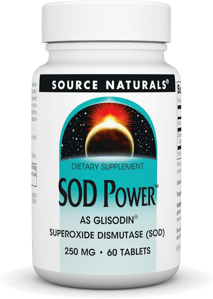 Source Naturals SOD Power As Glisodin Superoxide Dismutase Nutricosmetic Supplement 250mg - 60 Tablets