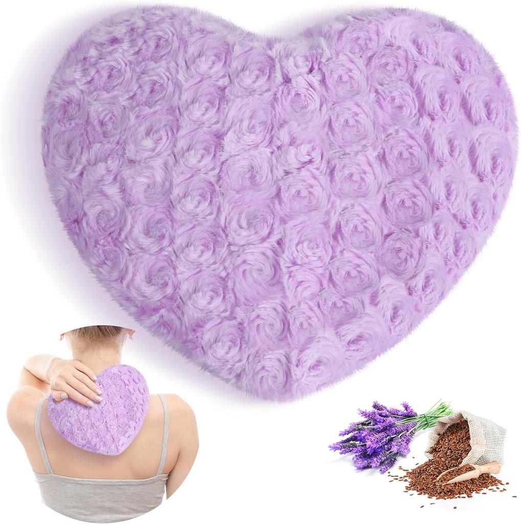 Atsuwell Microwavable Heating Pad, Warm Compress Moist Heating Pack, Scented Lavender Throw Pillow and Flaxseed Fluffy Microwave Heat Pad for Joints, Neck, Back, Muscle, Purple