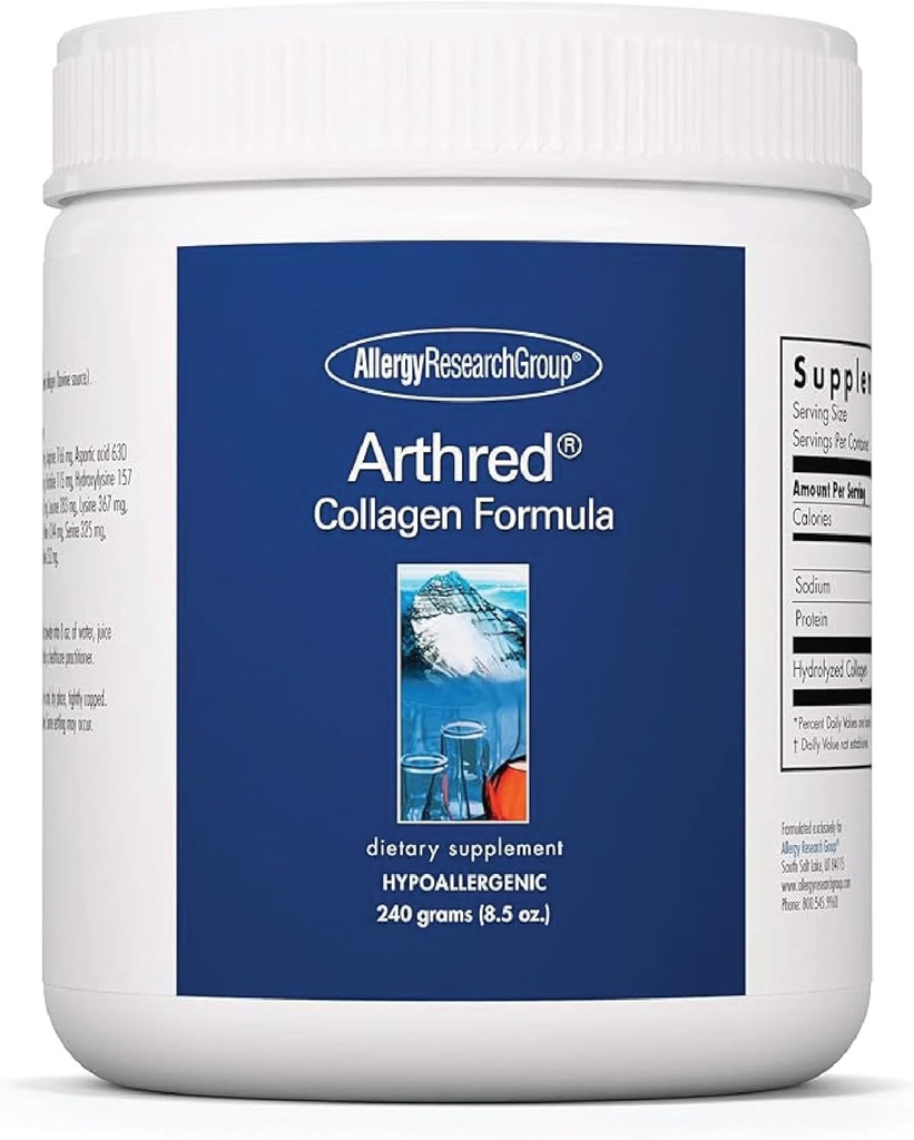 Allergy Research Group Arthred Supplement - Collagen Pulver til mænd og kvinder, 10.5g Collagen Peptider, Bovin Sourced, Arthred Powder, Collagen Formel, Hydrolyzed Collagen - 8.5 Oz