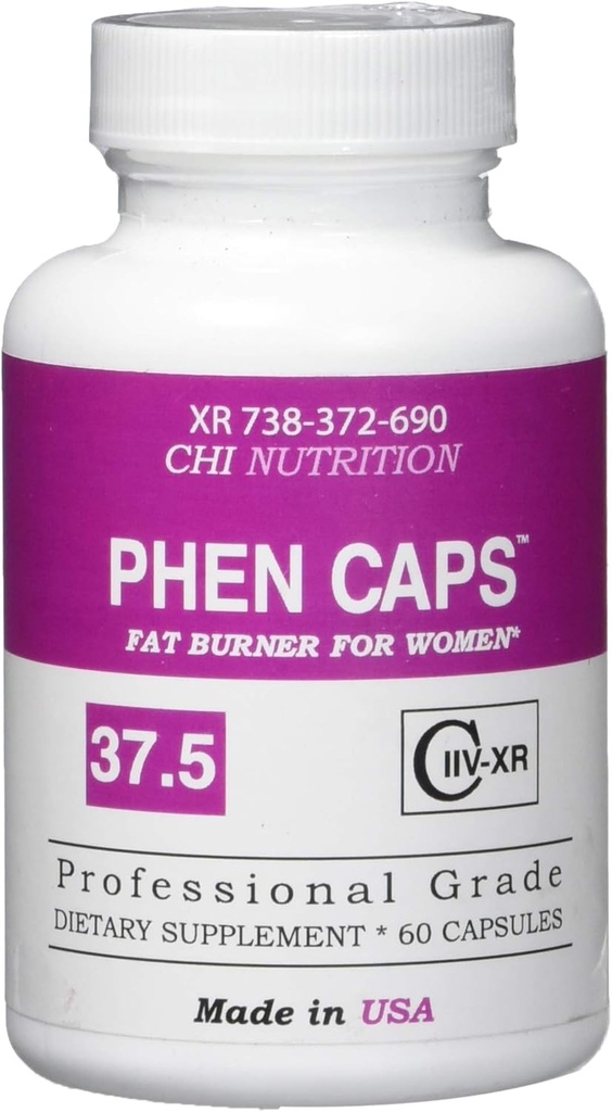 PHEN CAPS 37,5 for kvinder - Vægttab piller til kvinder - Appetite Suppressant - Termogen Fat Burner supplement - Energipiller - Kulhydrat Blocker - Metabolisme Booster - Keto Diet Friendly