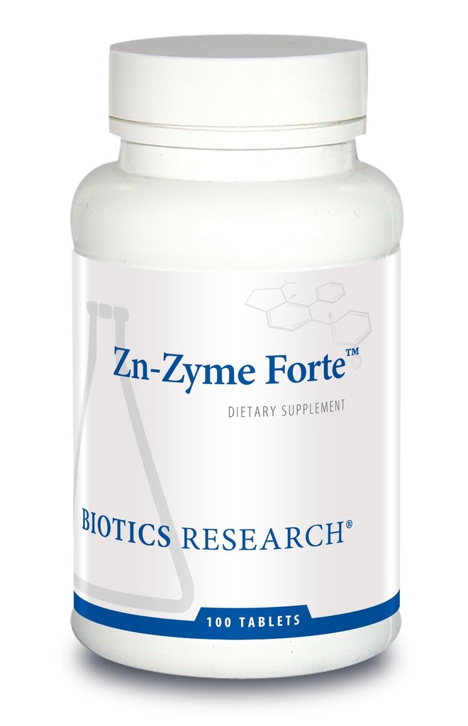 Bioteknologi forskning Zn- Zyme Forte 25 mg zink, immunsystem support, Optimal cellulær funktion, Tablet- baseret med tilføjede antioxidanter. 100 tabletter