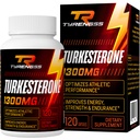 Testosteron Booster, Turkesterone Supplement 1300mg Ultra High Strength (Ajuga Turkestanica Extract Std. til 20% Testosteron), for atletisk ydeevne & muskelmasse, 120 kapsler