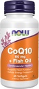 Now Foods Supplements, CoQ10 60 mg med Omega 3 Fish Oil, Cardiovaskulær Health *, 60 Softgels