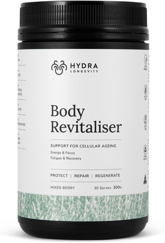 Krop Revitaliser Organic Superfood Powder Health Supplement, 49 Ingredient Smoothie Mix med Prebiotika, Chlorella, Reishi, Vegan, Non- GMO, Gluten- Free 300 Grams (30 Servere)