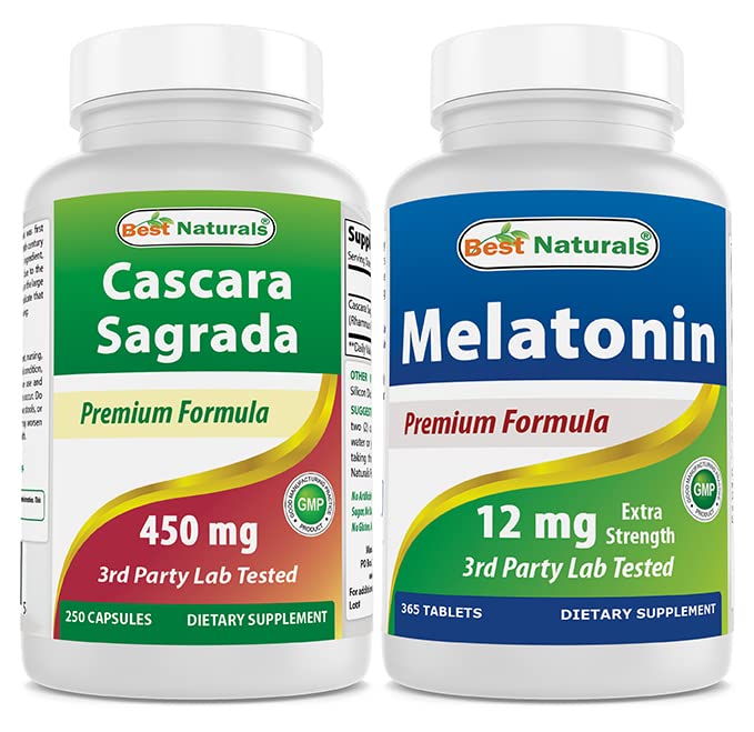 Bedste Naturals Cascara Sagrada 450 mg & Melatonin 12 mg