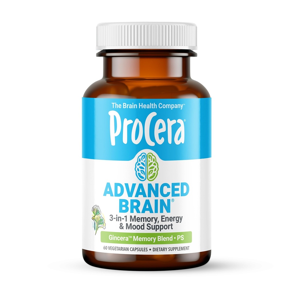 Procera Advanced Brain - hurtig fungerende - Ingredienser støttet af 100 + Undersøgelser - Forbedre hukommelsen, Recall - Koncentration - Rydder Fog - Mental Klarhed - Slår kognitiv nedgang - 60 Greve