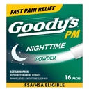 Goody 's Nighttime Powder, Pain Reliever & Sleep Aid med Acetaminophen & Diphenhydramin Citrate, Koffein Free, 16 Greve