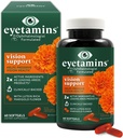 Eytamins Vision Support - 60 Kapsler 'Oftalmologist-Formuleret - 2X Lutein og Zeaxanthin af førende brands - Plantbaserede, Natural - Vegan og non-GMO formel (60 Count)