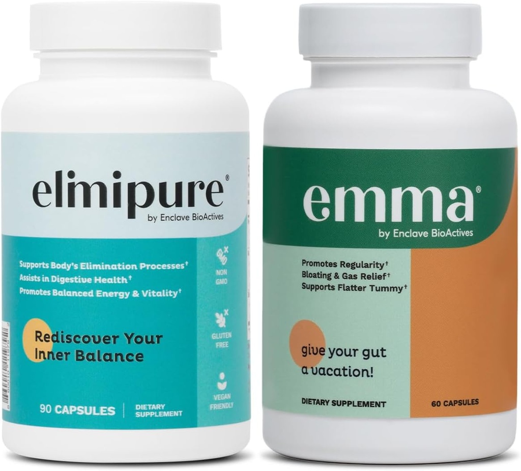 Emma Gut Health & Elimisure Cleanse Bundle - Komplet fordøjelsesbesvær Bundle til Bloating, Metabolisme, og Microbiome Support