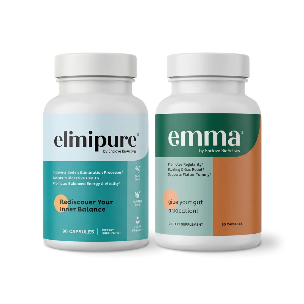Emma Gut Health & Elimisure Cleanse Bundle - Komplet fordøjelsesbesvær Bundle til Bloating, Metabolisme, og Microbiome Support