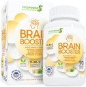 Brain Booster Natural Nootropics Supplement - Forbedre fokus, hukommelse, Klarhed, energi og reducere Forgetfulness Anti- Aging for kvinder Mænd, Guarana, Ginseng, Rhodiola Extract Vegan 90 Kapsler