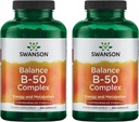 Swanson B- 50 B- Complex - B Vitamin Complex med høj potens & biotilgængelighed - fremmer immunsystemet support, aids Heart Health, & støtter sund nervesystem - (250 kapsler) (2 Pack)