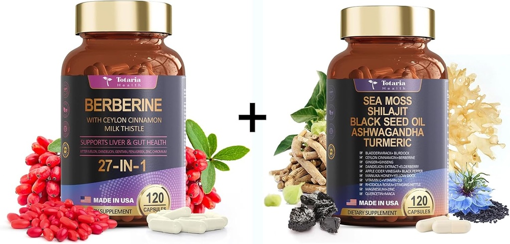 Totaria 27- in-1 Berberine kapsler & 25- in-1 Sea Moss kapsler
