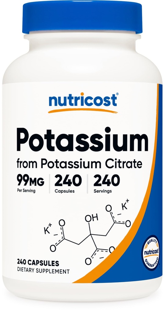 Nutricost Kalium Citrate 99mg, 240 kapsler - Gluten Free, Non- GMO