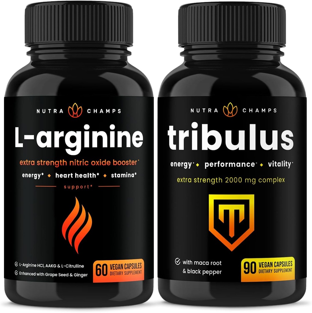 NutraChamps L- arginin kapsler og tribulus kapsler 2 pakning bundle