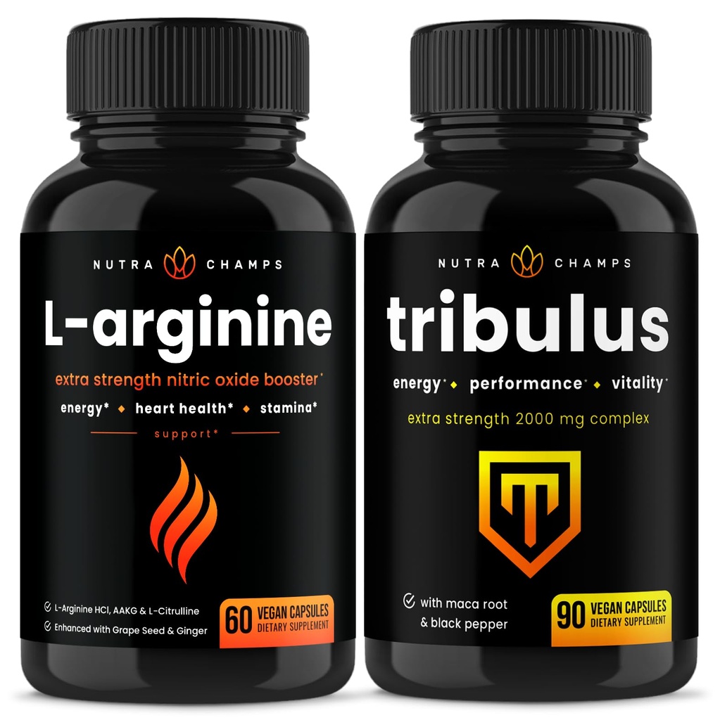 NutraChamps L- arginin kapsler og tribulus kapsler 2 pakning bundle