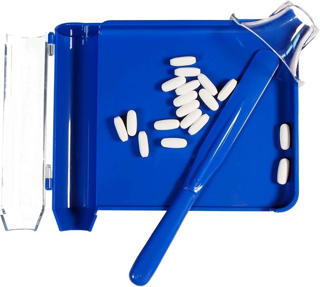 Opgraderet pilletæller bakke med Spatula - Større bakke og tilføjet guide Cap, Praktisk pilletæller bakke for flere piller Hver gang, ikke mere Faldende