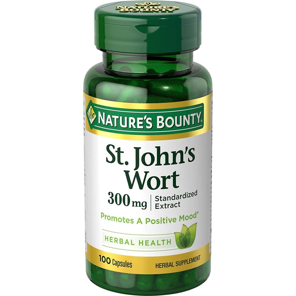 Naturens Bounty St. John 's Wort Pills and Herbal Health Supplement, 300mg, 100 kapsler