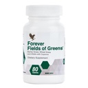 Forever Living - Fields of Greens, Green Superfood supplement med Barley Grass, Hvede Grass, og Alfalfa til Cleansing og Alkalisering, 80 tabletter