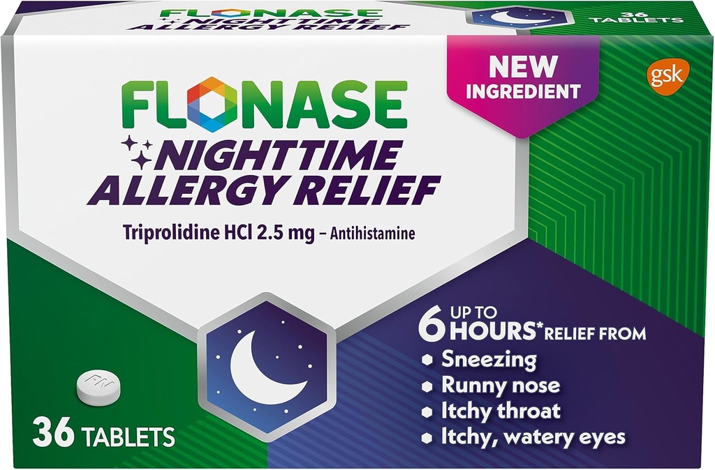 Flonase Nighttime Allergi Relief Tablets, Op til 6 Timer af Allergi Medicin - 36 Overtrukket Tablets