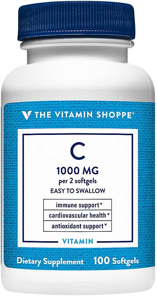 Den Vitamin Shoppe C-vitamin 1.000MG, Let at synke, Antioxidant, der understøtter immunforsvar og hjerte-kar-sundhed (100 Softgels)