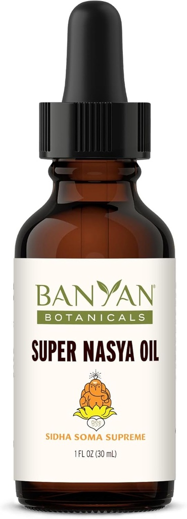 Banyan Botanicals Super Nasya Oil - Herbal Nasal Oil Drops med Rose & Sandalwood - Lindrer Nasal Passages & Understøtter sund respiration * - 1 oz - Non- GMO, Kemisk fri, Cruelty fri