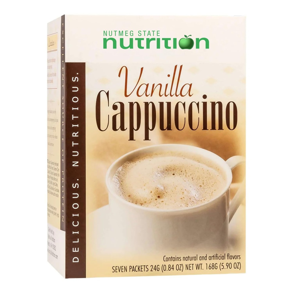 Nutmeg State Nutrition HealthyWise - High Protein Diet Drink - Vægttab Cappuccino - 15g Protein - Lav kalorie - Lav Carb - Lavsukker - 7 Servere per kasse (Vanilla Cappuccino)