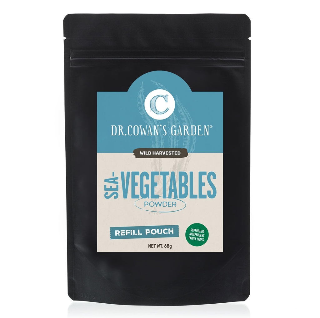 Dr. Cowans Have Sea Vegetabilsk - Pure Seaweed, Wild Hartered Atlantic Natural Seaweed & Kelp Powder, Sund supplement Powder - USA, Atlantic Dulse, Wakame, & Kelp - 20 Servere