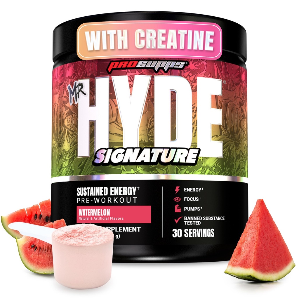 PROSUPPS Mr. Hyde Signature Pre Workout Powder med Creatin, Beta Alanine & Koffein - Performance, Energy & Endurance - Ren Fitness & Gym Kosttilskud til mænd og kvinder (Watermelon, 30 Servering)