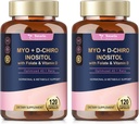 Totaria Inositol Supplement for kvinder med vitamin D3, Folate, 40: 1 Ratio Myo- Inositol & D- Chiro Inositol Complex, (Vitamin B8) Inositol kapsler, pakke med 2