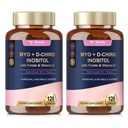 Totaria Inositol Supplement for kvinder med vitamin D3, Folate, 40: 1 Ratio Myo- Inositol & D- Chiro Inositol Complex, (Vitamin B8) Inositol kapsler, pakke med 2
