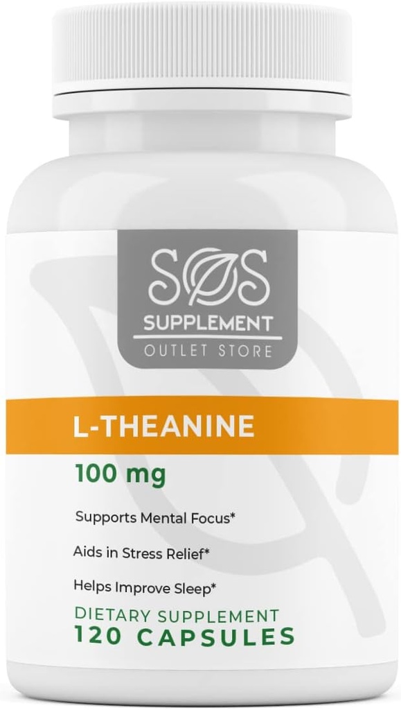 SOS L- Theanine, Brain Support Focus Supplement, 100mg, 120 Greve