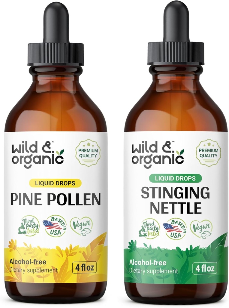 Wild & Organic Pine Pollen Tinktur 4 fl oz & Stinging Nettle Root Tinktur 4 fl oz